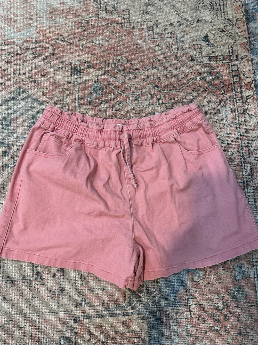 Time and Tru Pink Elastic-Waist Drawstring Jean Shorts